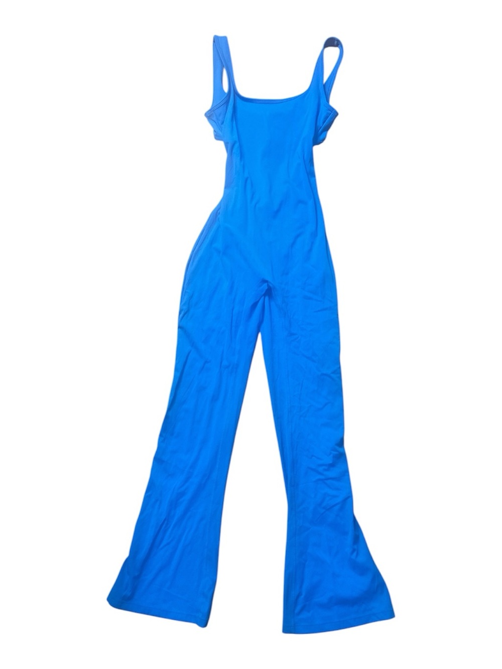 Blue Women's Wide-Leg Jumpsuit with open back and scrunch butt